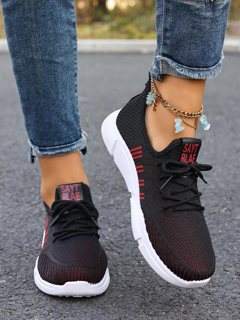 Women's Casual Sporty Sneakers Low-Top Lace-Up Comfortable Lightweight Knit Running Shoes for Beach Vacation Garden Camping Daily Wear Summer
