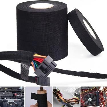 High Temperature Resistant Wire Harness Tape Heat Resistant Tape Self-Adhesive Fabric Tape Adhesive Cloth Tape for Electrical Car Engine Wiring Protection, Noise Damping Cable Fixing