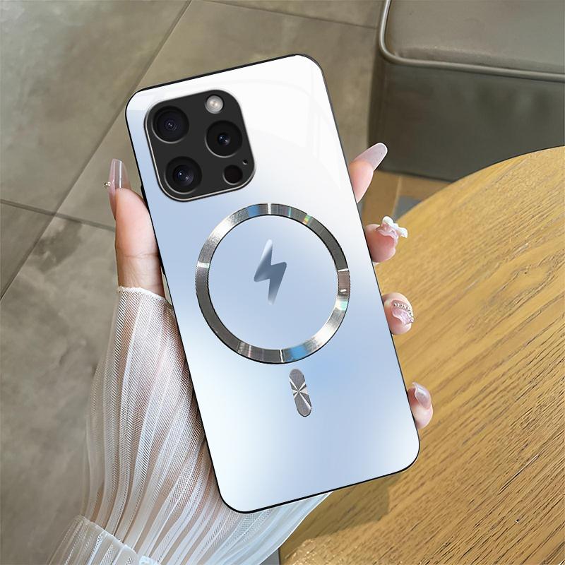 Luxury Ombre Gradient MagSafe Case – Futuristic Metallic Glossy Magnetic Cover for iPhone 16 Pro — 975