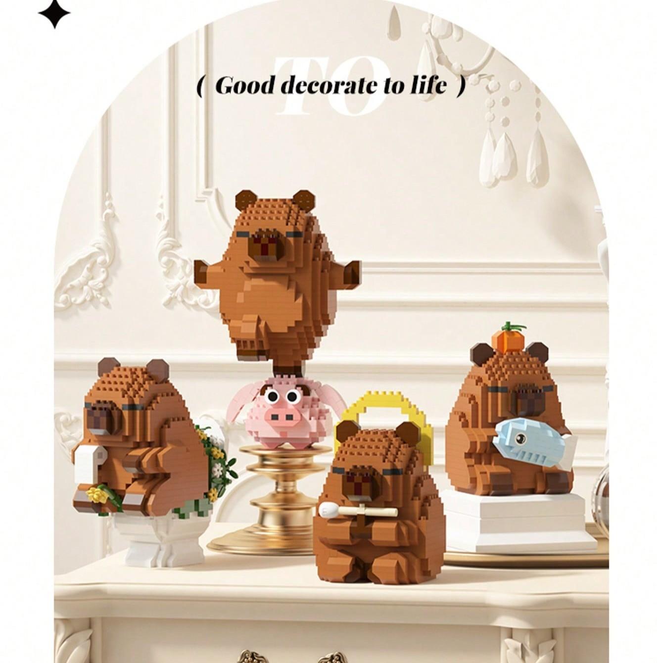 New Cute Capybara Series Building Block Set, 3D Model Kit, Home Decor Ornament, Stress Relief Toy, Perfect Gift for Holidays