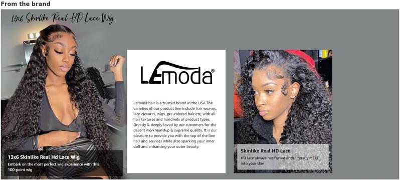 【Hot】Lemoda 13x6 15A 210% Density 13x4 SKINLIKE Real HD Lace Water Wave Full Lace Frontal Wigs Deep Wave Virgin Human Hair Invisible 0.1mm Ultra-thin Frayed Ends Wet and Wavy Lace Front Wig Tiny Knots