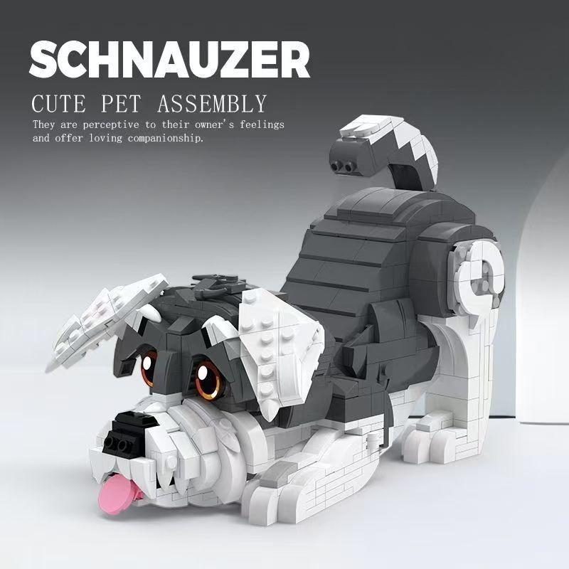 635 PCS / 757 PCS Pet Dog Building Blocks Toys Schnauzer Husky Pet Model DIY Handmade Assembly Bricks Home Decor Kid Holiday and Birthday Gifts