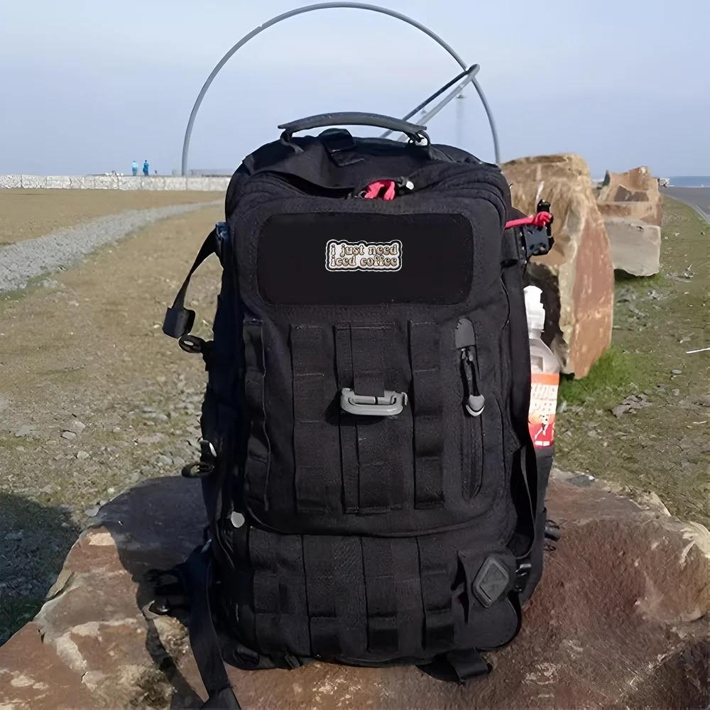 ICED COFFEE Patch Fun Tactical Meme Velcros Quotes Morale Hook Loop Fastener Badge Embroidered for Cap Jeans Molle Backpack