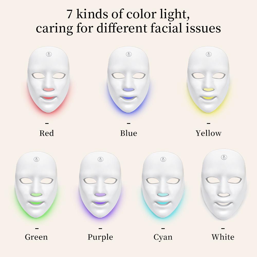 Beauty Machine LED Mask Photon Neck Mask with 7 Color Skincare Massager ...