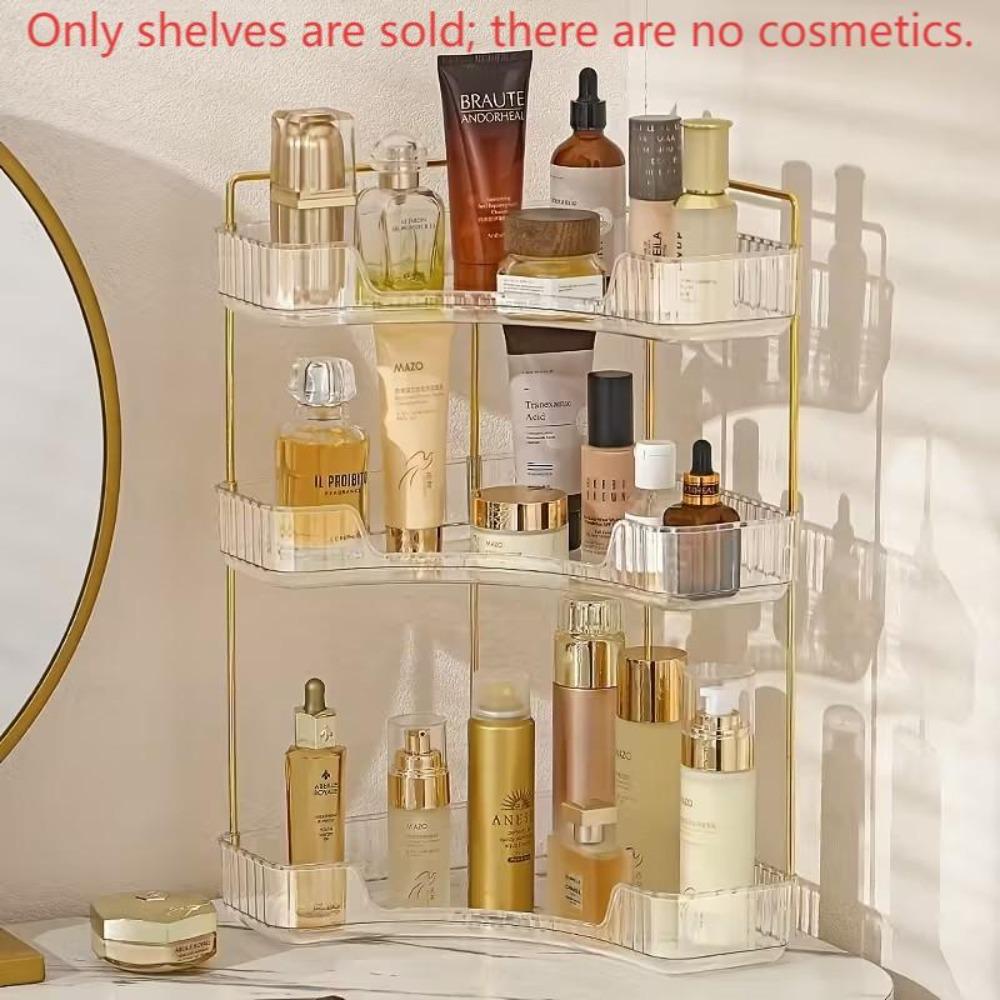Corner bathroom storage rack, perfume tray for bathroom countertops and vanity organizer, cosmetic storage box, corner storage and organizer rack suitable for bathrooms, kitchens and vanities
