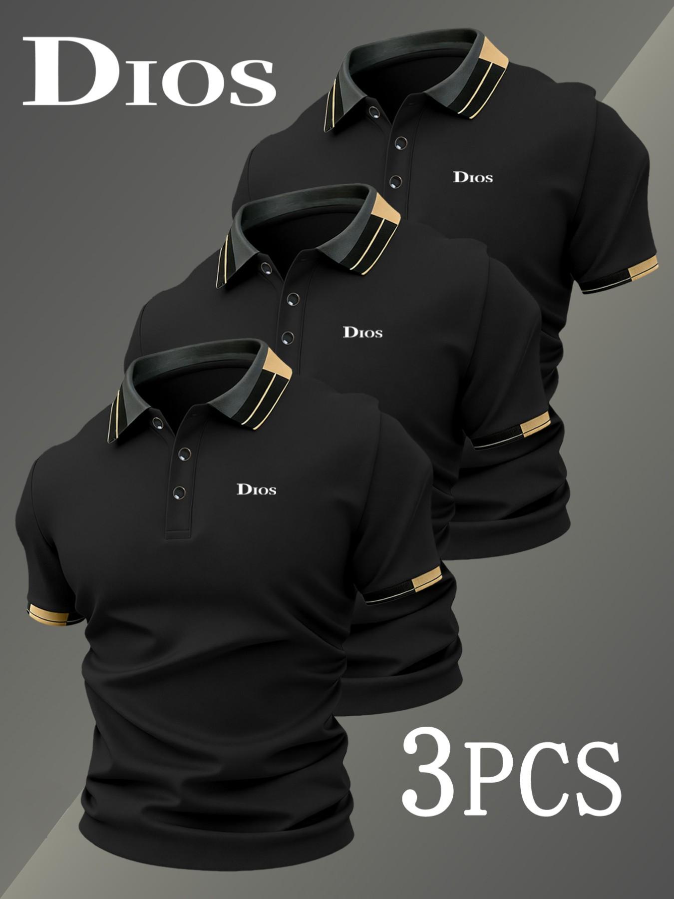 Men's Golf Polo Shirt Set, Casual Golf Polos, 5121 Fashion Ck Logo Print, Collared Stretch Casual Breathable All-Season Comfortable Durable High-End Polo Shirts