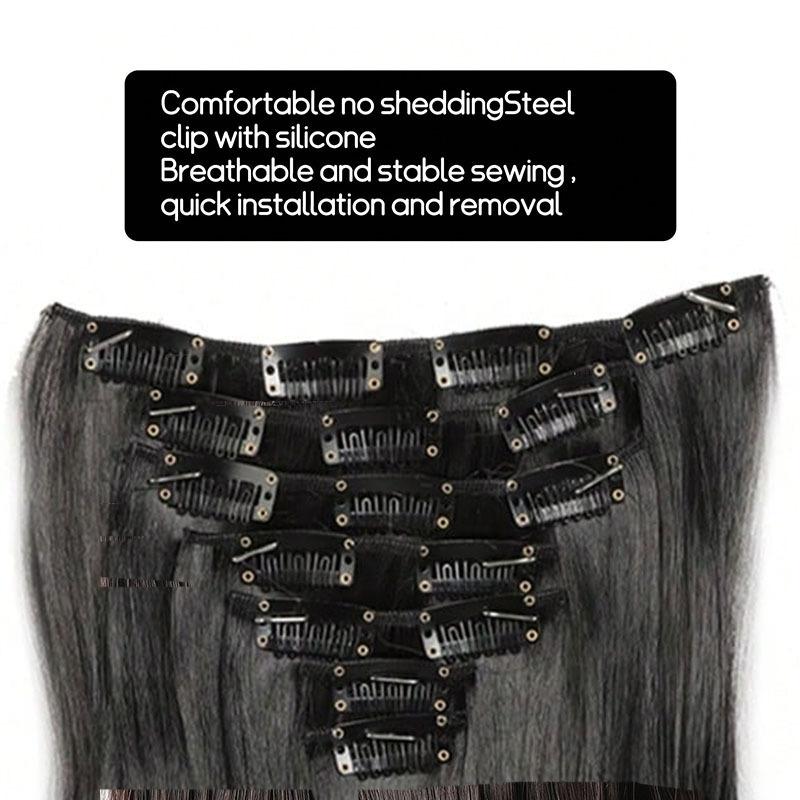 Invisible Clip-In Synthetic Hair Extensions, Thick Natural Long Wavy Hairpieces for Women, Easy to Use, Stylish Look