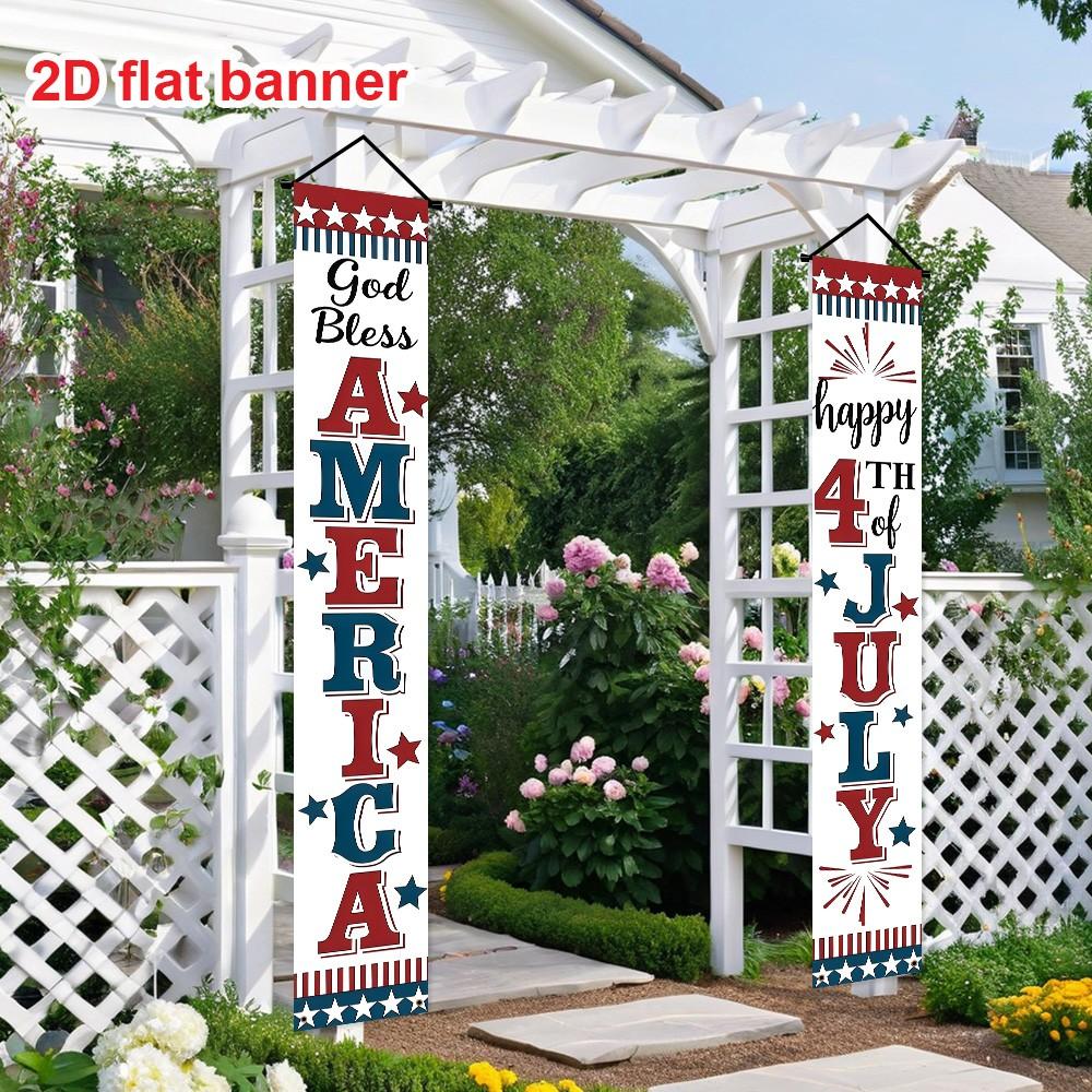 Independence Day Banner Set, Polyester Party Decoration Flags, Outdoor Banners, 180cm X 30cm, July 4th Porch Hanging Decorations, Home Celebration, Wall Decor Banner