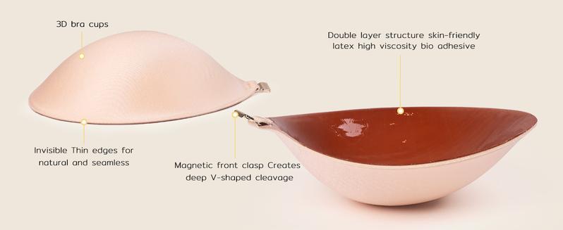 Niidor 2 Pairs Sticky Bra 2025 Newest Strapless Adhesive Invisible Push up Silicone Bra with Magnetic Clasp for Women Backless Dress