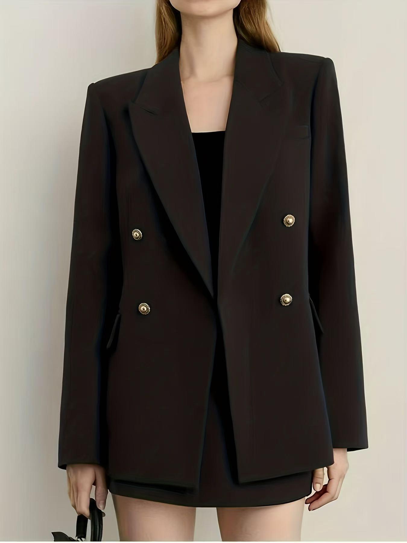 Fashion Commuter Series, Fall Winter New Gun Lapel Suit Jacket for Women, Casual Slim-Fitting Outerwear, All Seasons