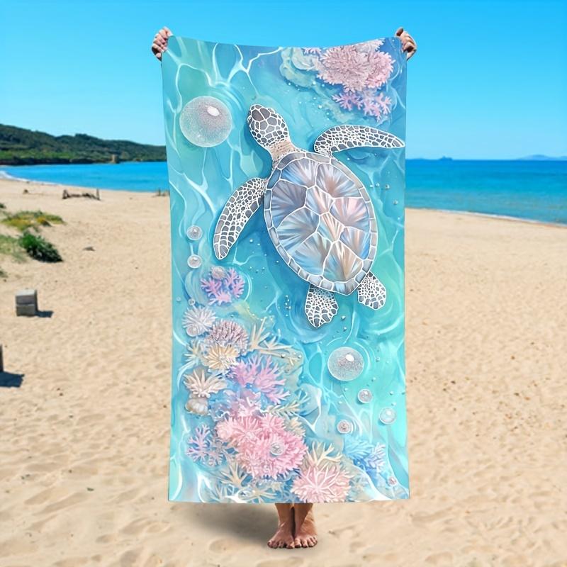 1pc Women's Large Sea Turtle Beach Towel - Extra Long Tropical Pool & Bath Towels with Sea Turtles Design, Quick-Dry Lightweight, Super Absorbent (62.9"x31.5" or 59"x29.5") for Swimming, Spa, Vacation - Ideal for s &