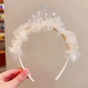 Sweet Lovely Girl Headband Hair Accessories Pink Blue Kawaii Lace Headband Children Holiday Gift Princess Girl Accessories Crown