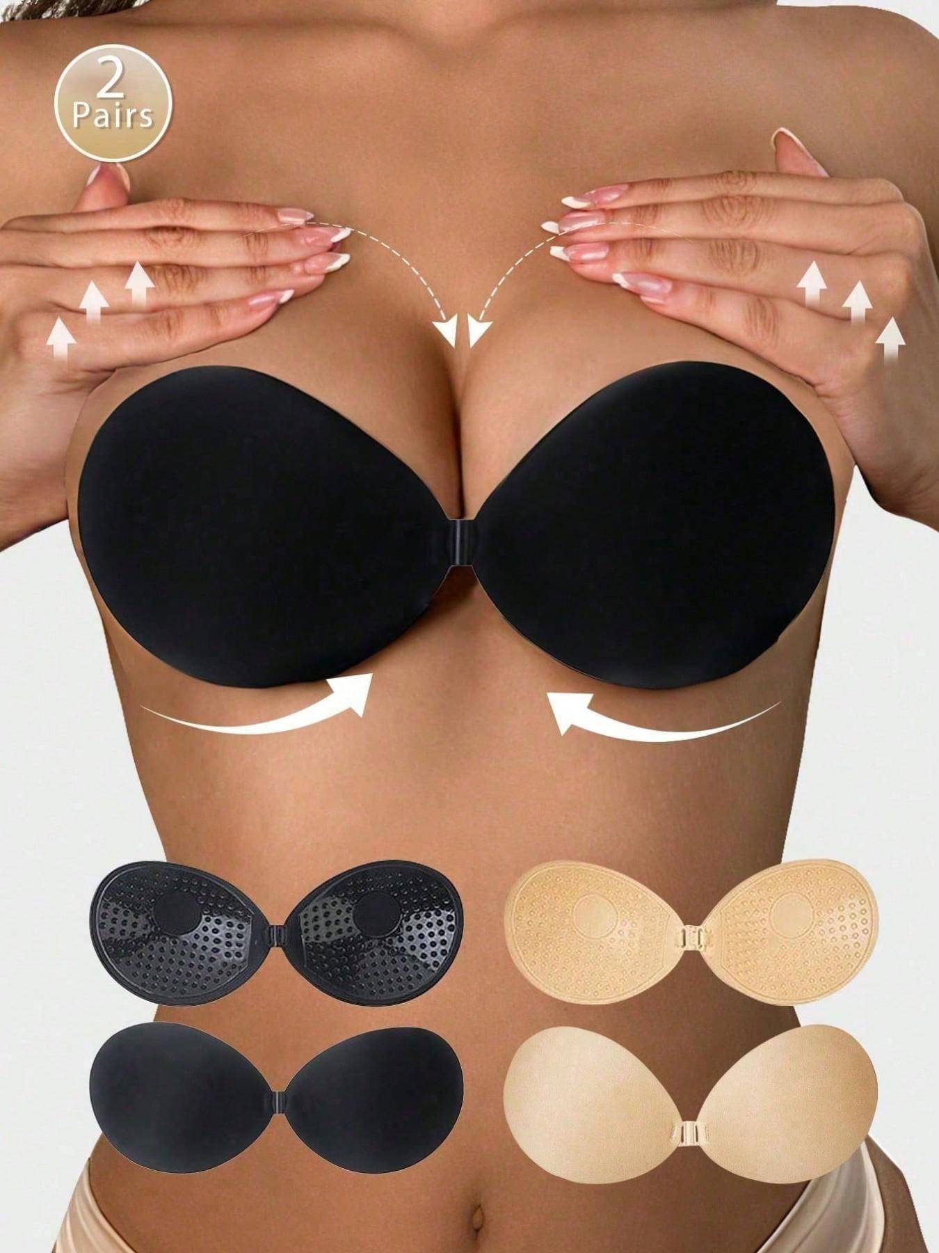 2 Pairs Women's Invisible Bra Stickers, sticky bra ，push up bra，Self-Adhesive No Strap Push-Up Underwire Free Wireless Bra, Suitable for Backless Dresses and Wedding Bras strapless bra boomba sticky pads lingerie Medium
