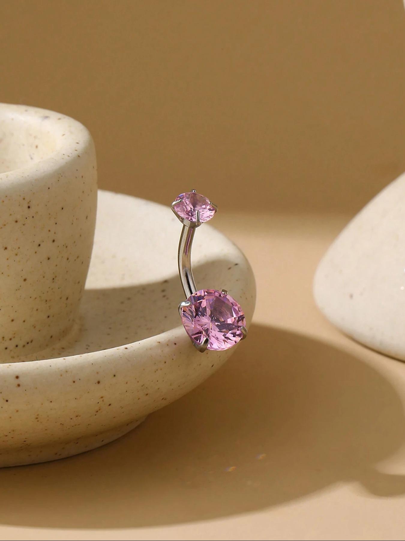 Stainless Steel Cz Belly Ring Set, Belly Button Piercing, 5 Counts Navel Piercing Jewelry, Elegant Design for Women and Girls, Perfect Gift for Holidays