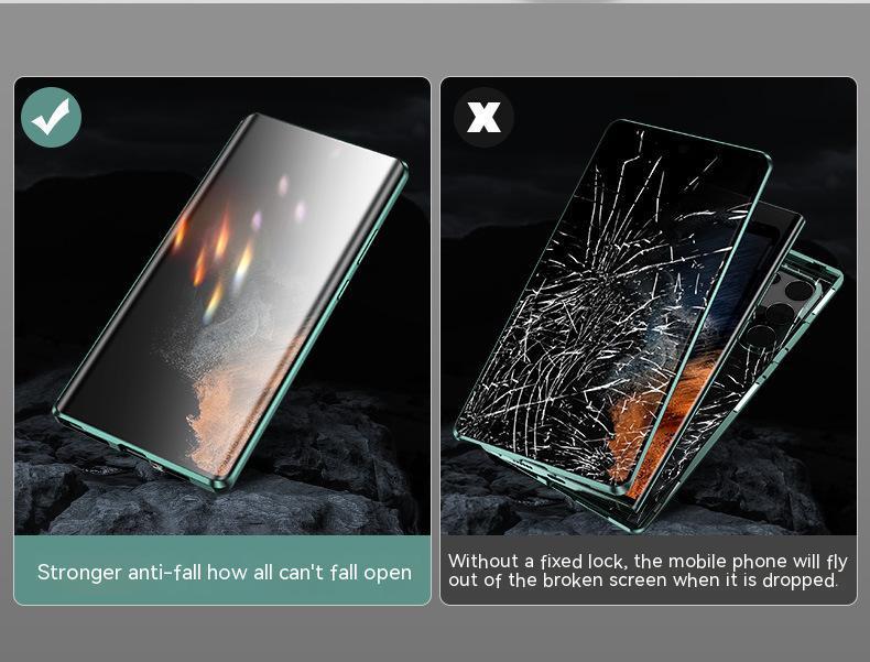 For Samsung Galaxy S25 S24 S23 S22 Ultra Plus Case 360° Anti Peeping Privacy Double Sided Glass Metal Magnetic Ultrathin Cover