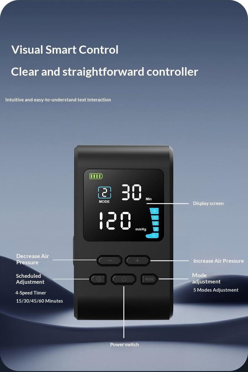 New Rechargeable & Cordless Full Leg Air Compression Massager, Sequential Compression Therapy for Circulation, Pain Relief & Muscle Recovery with Multiple Modes, Intensities & Timer