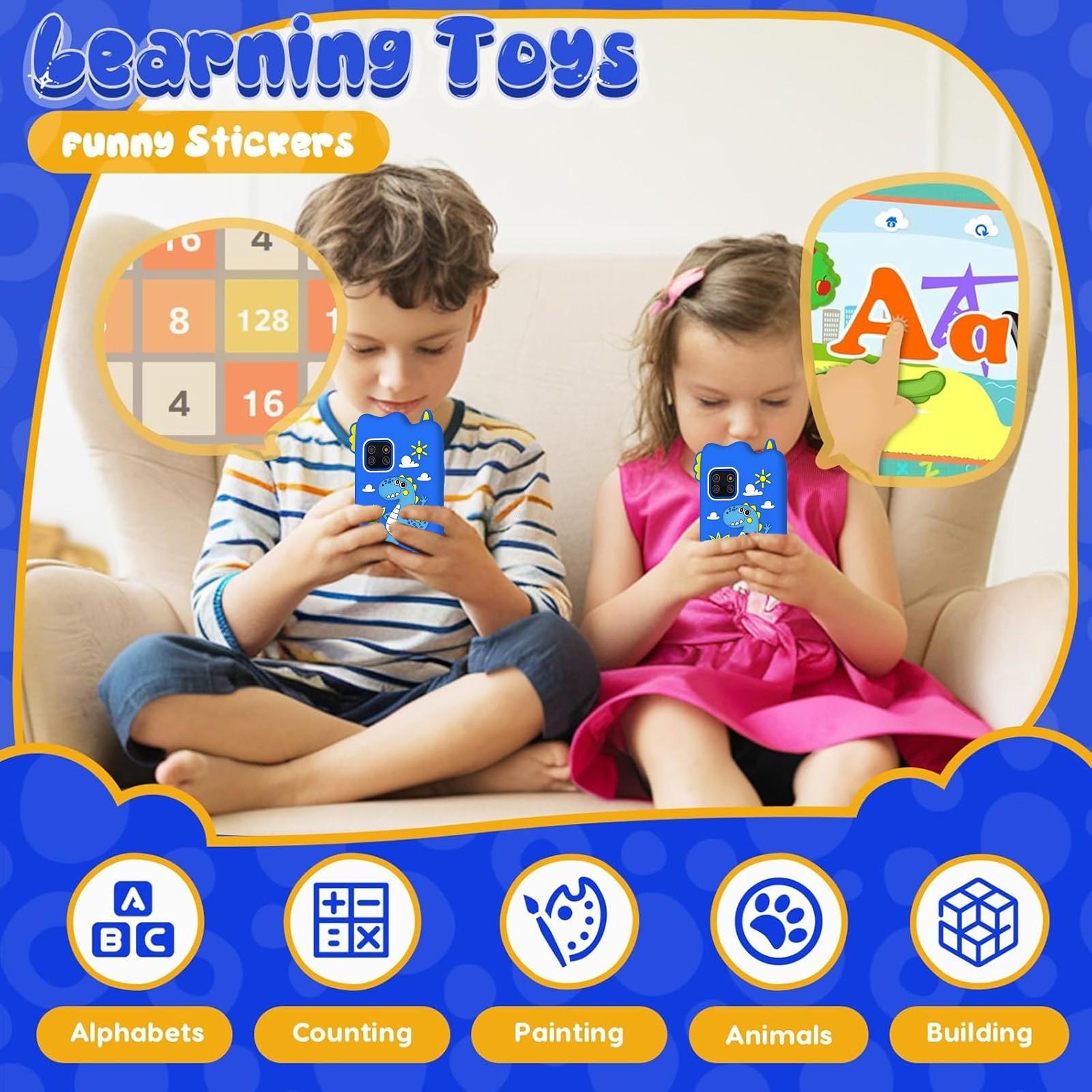 Children Music Phone with Audio Player Voice Recorder Story Learning ABC National Buildings Habits Flashlight