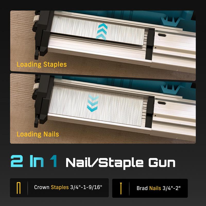 SEESII Cordless 2-in-1 Brad Nailer/Staple Gun (18GA) – 21V Electric Pneumatic Nail Gun w/ 2x4.0Ah Battery & Charger, 1000Pcs Nails, Adjustable Depth | Single/Contact Firing for Upholstery, Woodworking, DIY, dealsforyoudays,HKF50