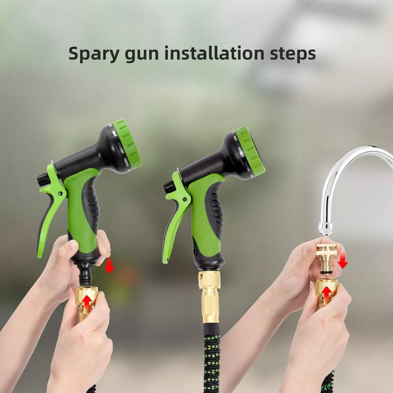 25/50/75/100ft Expandable Garden Hose Kit,Expendable Hose with Spray Nozzles, 3/4 Solid Brass Connectors, Retractable Latex Core - Lightweight Expanding Hose