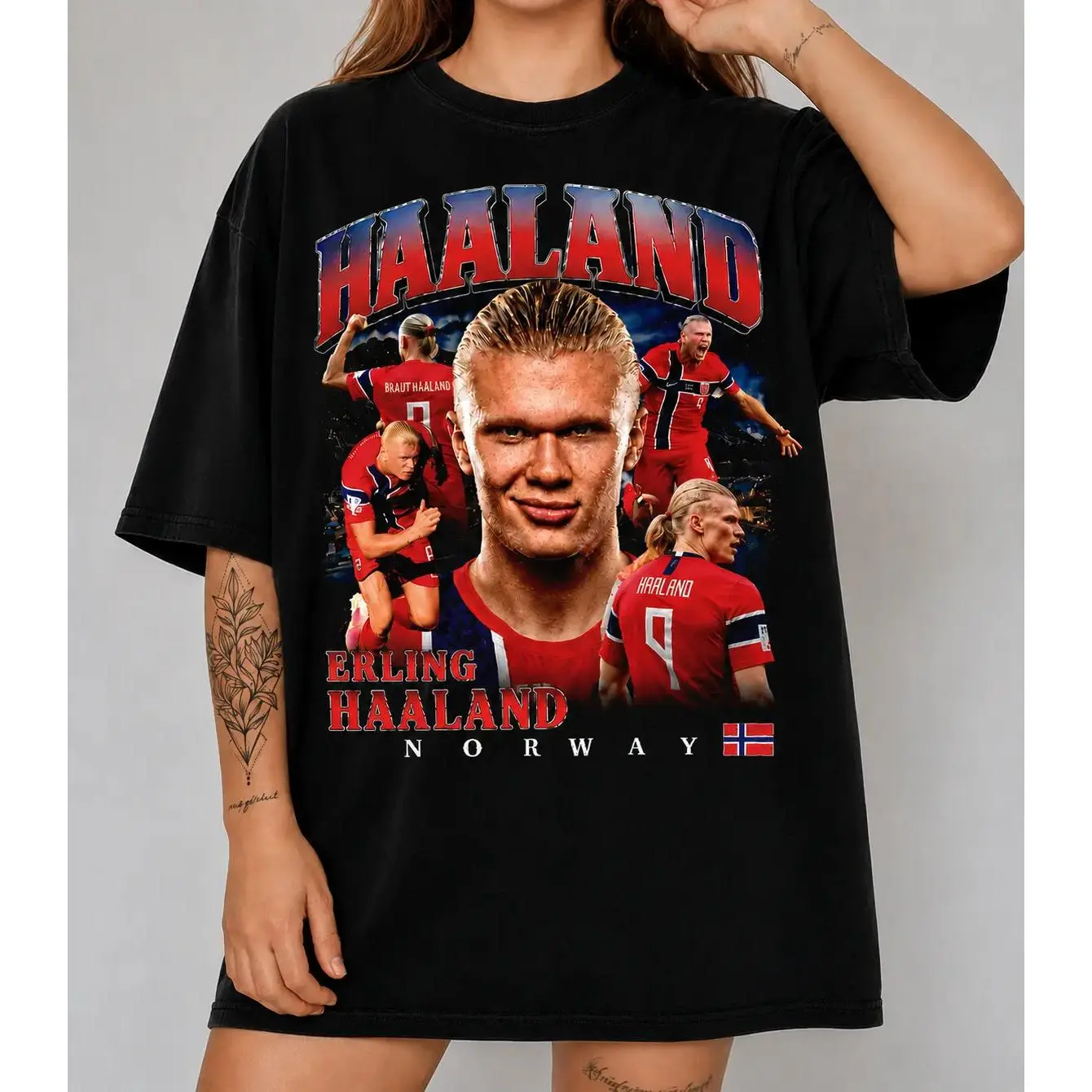 Erling Haaland Vintage Graphic T-Shirt, Norway Football Shirt, Football Fan T-Shirt, Unisex Oversized Retro T-Shirt, Football Gift