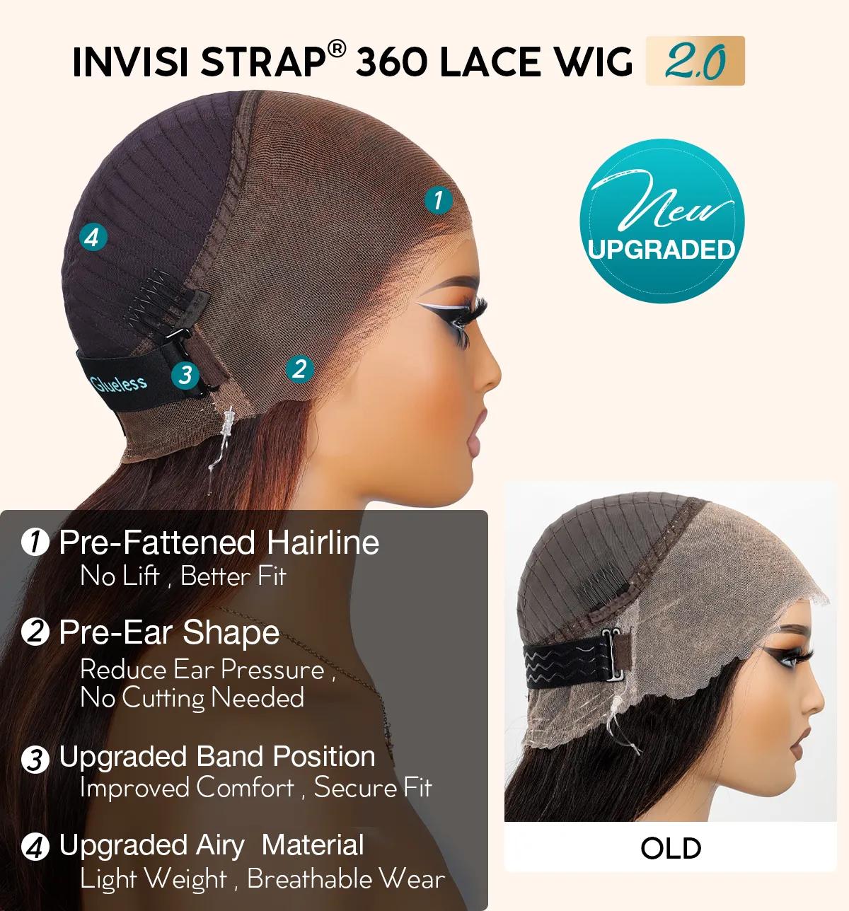 Ashimary Water Wave Invisi-Strap Snug Fit 360 Lace Frontal Pre-Cut Bleached Knots Chocolate Brown Glueless Lace Wig SpringStatements