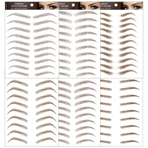 4D Hair-Like Waterproof Eyebrow Tattoos Eyebrow Stickers Transfers Temporary Tattoo Brow Peel Off Grooming Shaping Sticker for Daily, Alopecia, Chemo, Cancer Gift