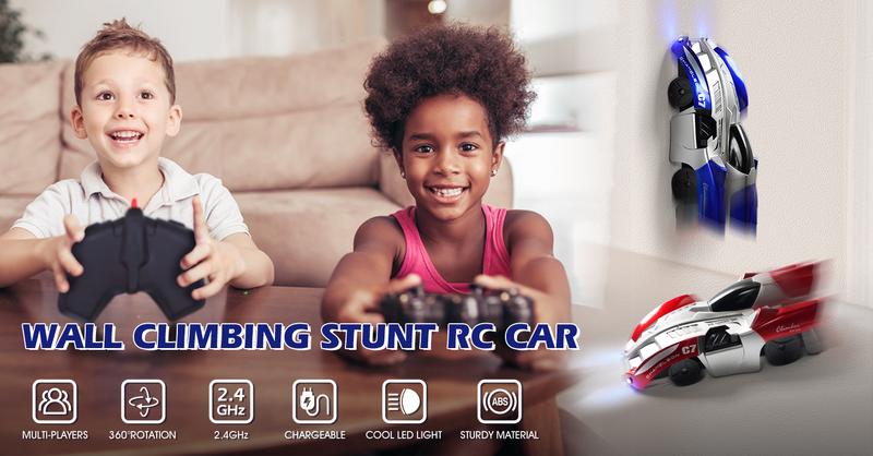 Wall Climbing Remote Control Car- Dual Mode 360° Rotating RCCars with Headlight Rechargeable Toys，toy car adventures