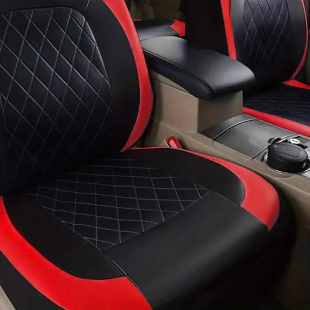 Universal Car Seat Covers Set PU Leather for 2/5 Seats, Full Protection for Car Front & Rear Seats, Waterproof & Anti-Scratch, Fit Most Cars SUVs Vans Trucks, Automotive Seat Protectors, Airbag Compatible, Car Interior Accessories