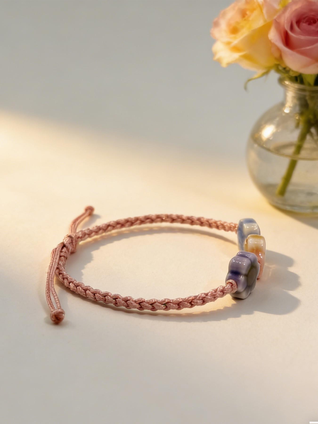 Women's Handmade Adjustable Ceramic Flower Bracelet, Elegant Floral Pattern, Perfect for Daily Wear, Travel, Parties, Gifts