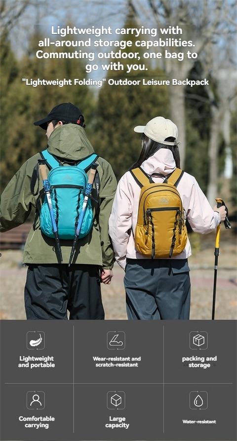 Lightweight Outdoor Folding Backpack, Portable and Storable, Unisex Hiking Travel Shoulder Bag, Lightweight Adventure Pack
