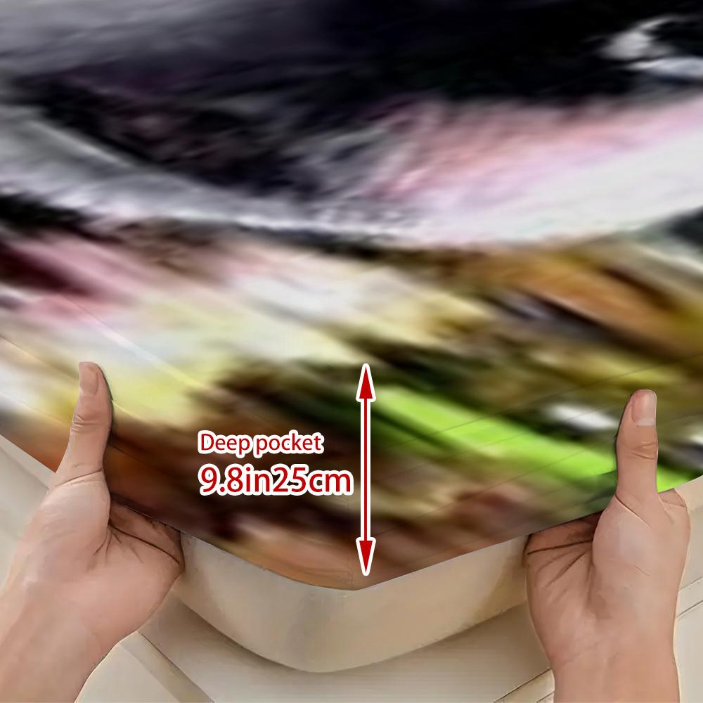 3pcs Fitted Sheet Set: 1 Fitted Sheet + 2 Pillowcases, Pensive Pitbull Pattern, High-End European and American Style Bedding, Soft and Comfortable, Perfect for Bedrooms, Hotels, or Dormitories