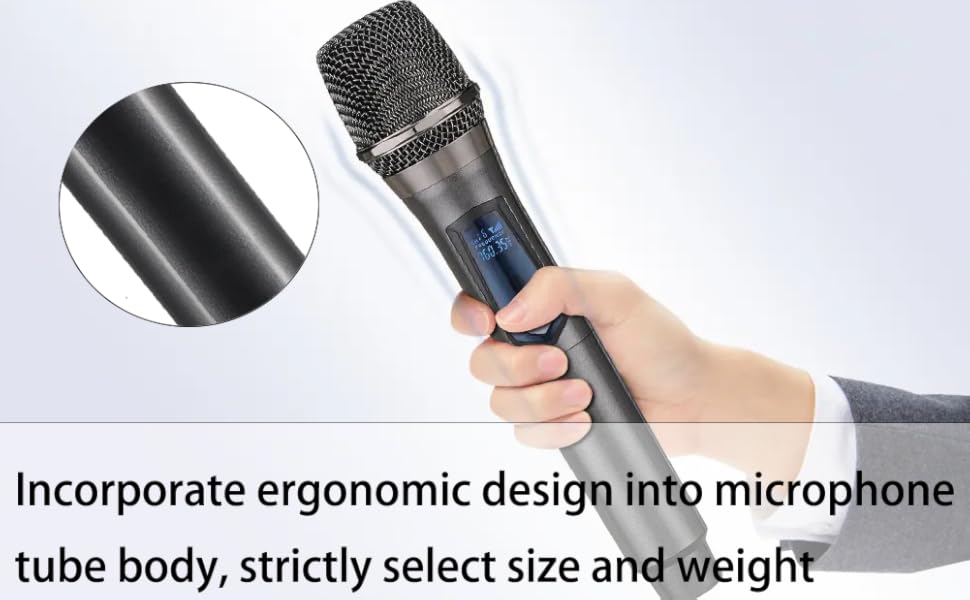 Wireless Microphone, Rechargeable Fixed Frequency Wireless Dual Microphone,Handheld Dynamic mic,Karaoke Singing, Weddings DJ,Party, Church, Classroom use, 200 feet, Gray. (2 Versions Randomly Shipped)
