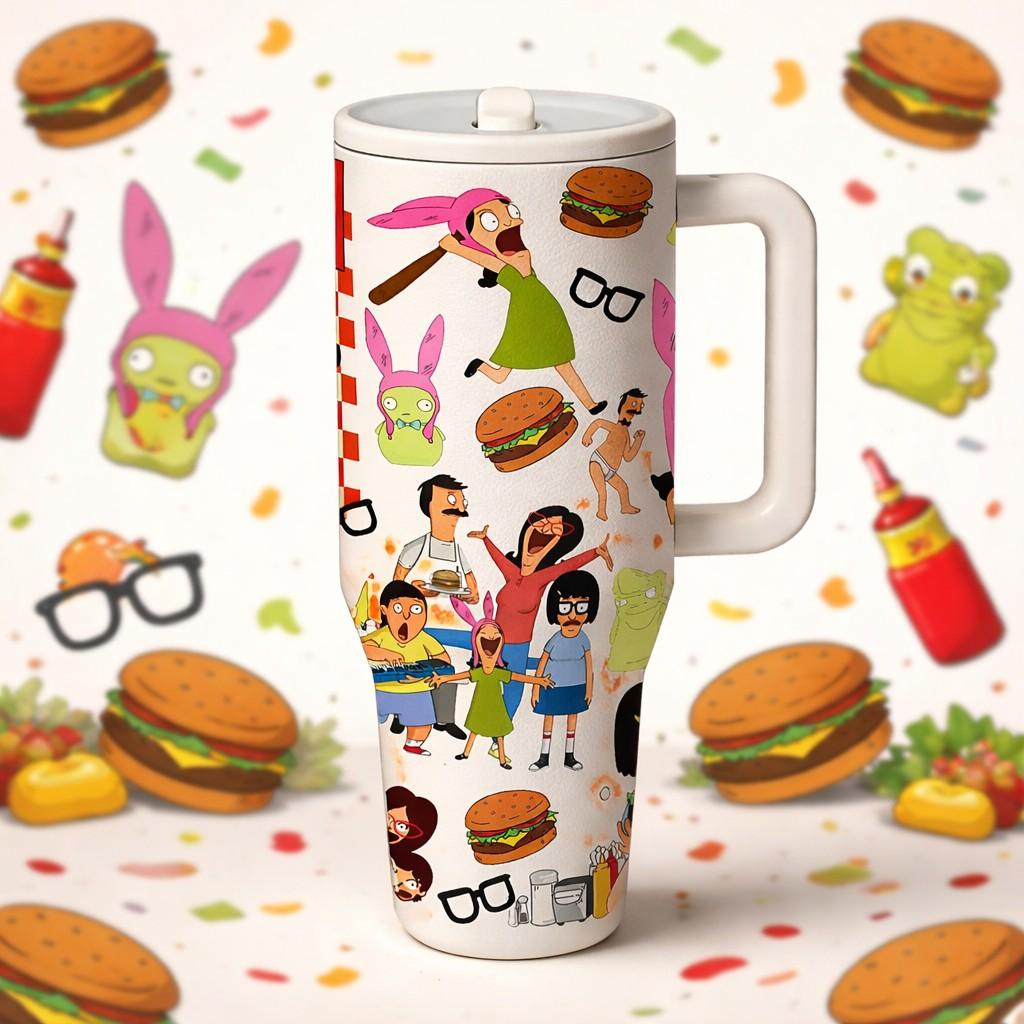 40oz Cartoon Inspired Insulated Tumbler, Vacuum Flask, with Straw Lid, Capacity Double Wall Vacuum Stainless Steel Thermal Cup, Keeps Drinks Hot 12 Hours Cold 24 Hours, Leak Proof Lid, Coffee Ice Drinks Daily Use, Gift Idea