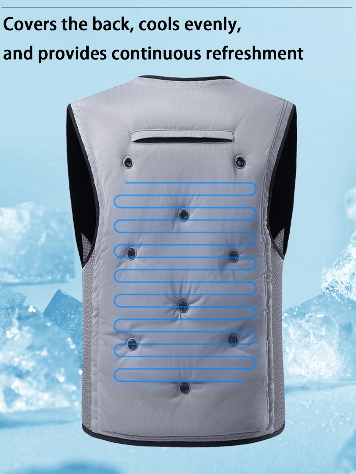 Men's Outdoor Casual Work Plain Color Vest Gilet, Physical Steam Cooling Inner Layer, Fitted Style, One Piece, No Ca Prop 65 Warning