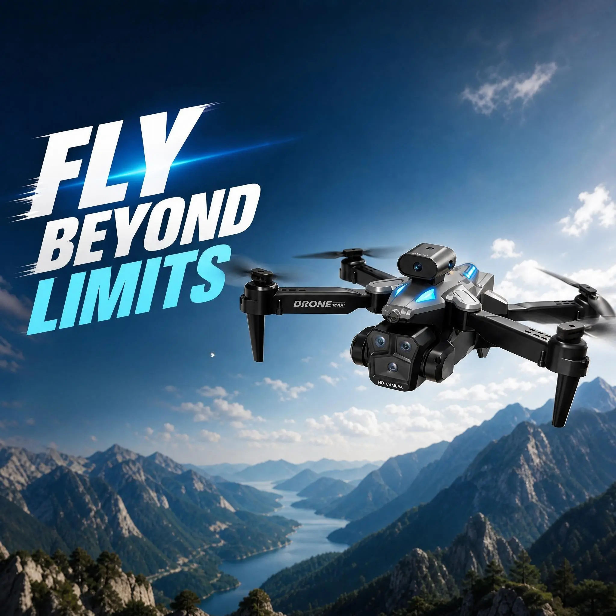 C10 Black RC Quadcopter Toy, Plastic Body Construction, Dual Rechargeable Batteries, Recreational Remote‑Control Flying Toy For Outdoor Play