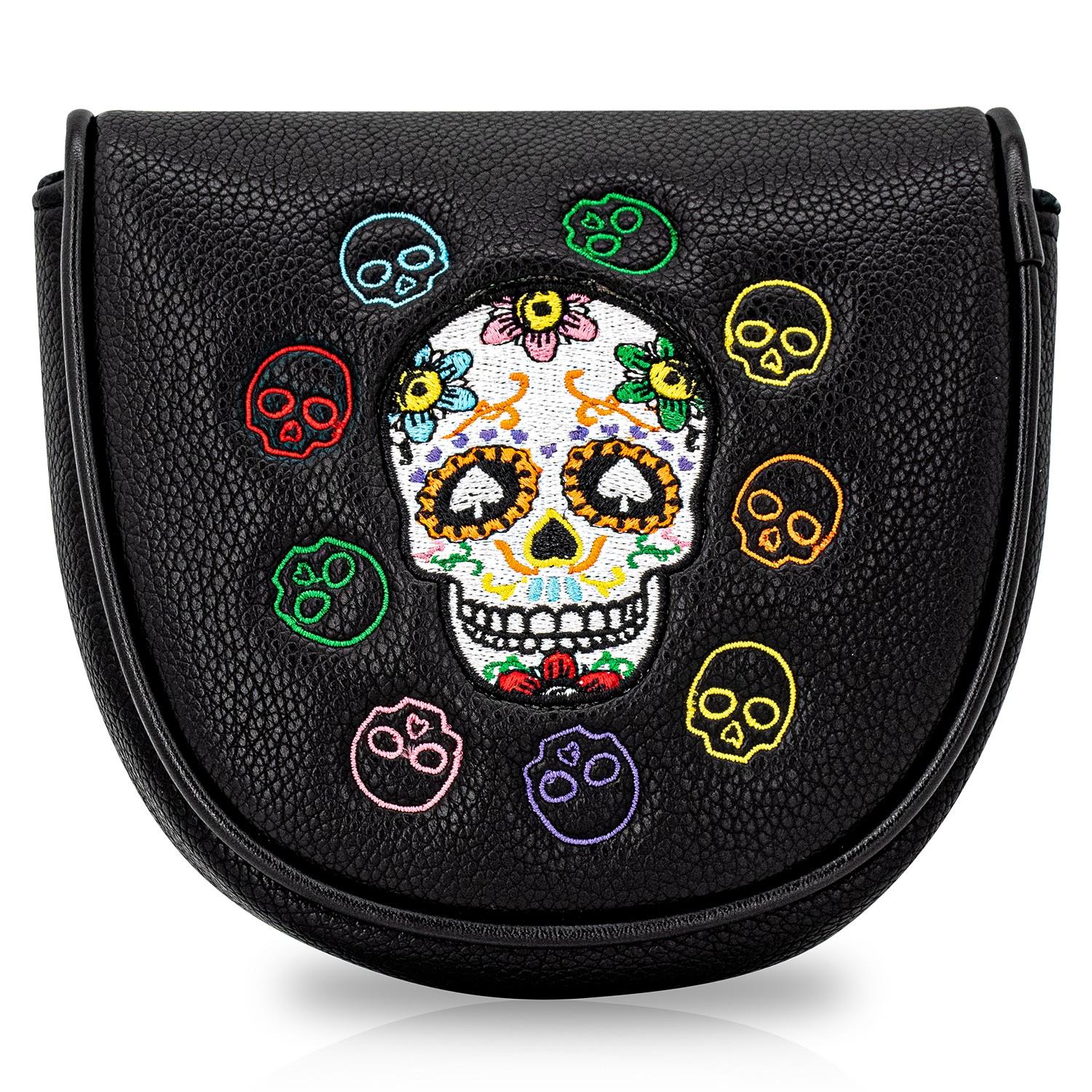 Comedy Skull Golf Putter Head Cover, Half-Moon Mallet Protector, Durable Soft Lining, Unique Spade Eye Design, Ideal Gift for Golf Fans