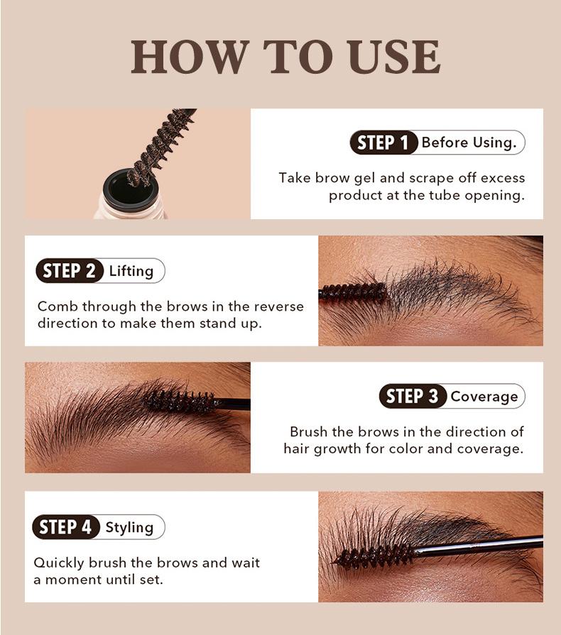 Long-Lasting Colored Eyebrow Balm, Sweatproof and Smudge-Proof, Natural Look, Non-Toxic, Single Item, Made in China