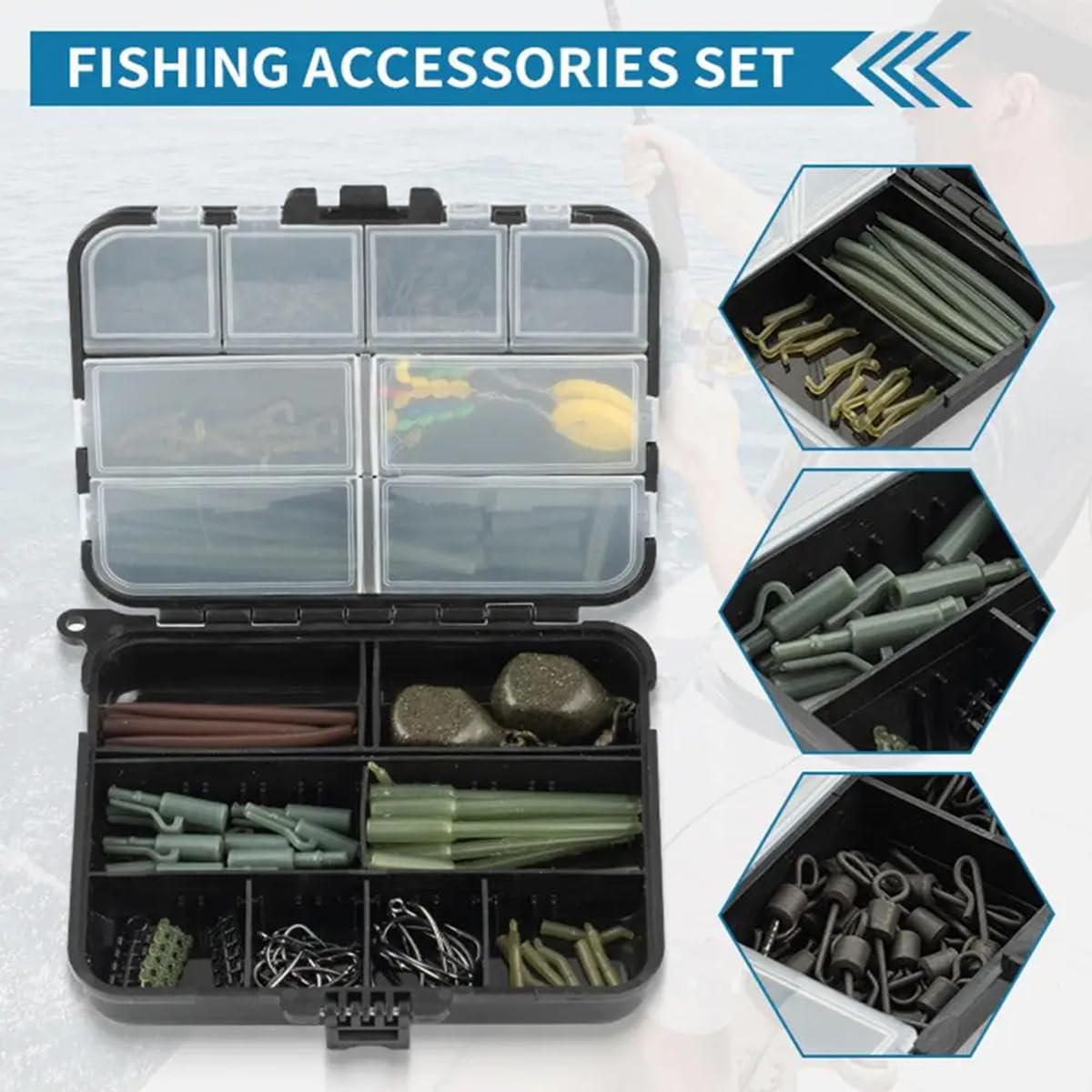 2-Pack Mini Plastic Fishing Gear Box, Compact Fishing Storage Box, Kayak Fly Box, Durable Large Compartments, Portable Bait and Hook Container