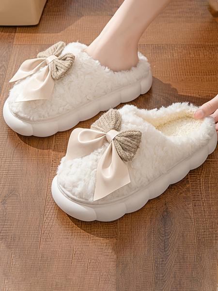 Women's Bow Slipper Shoes, House Slippers, Comfortable Warm Lining, Non-Slip Thick Sole Design, Suitable for Fall & Winter Indoor Home Office Use Women's Bow Slipper Shoes, House Slippers, Comfortable Warm Lining, Non-Slip Thick Sole Design, Suitable for Fall & Winter Indoor Home Office Use