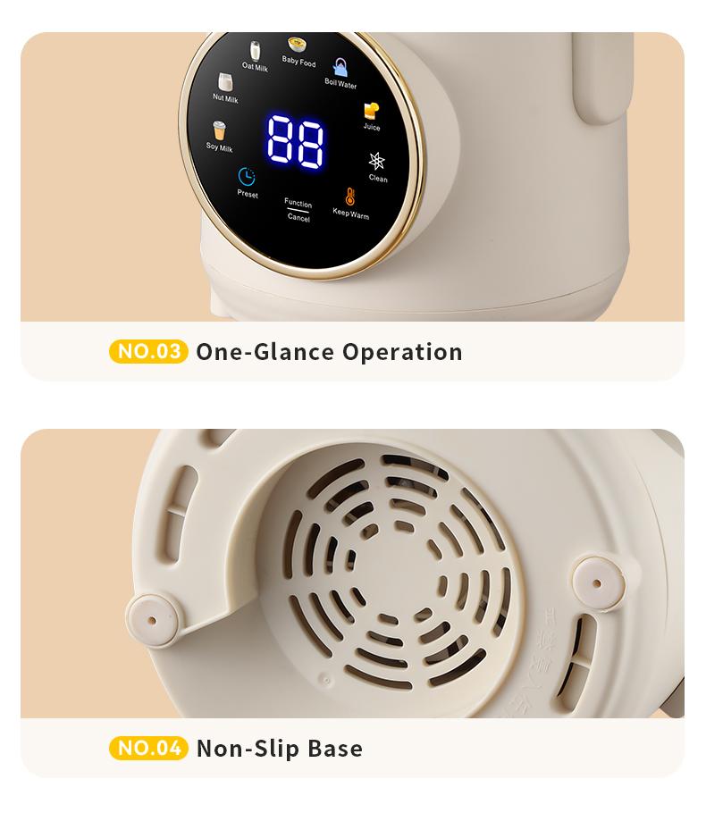 Multifunctional Soy Milk Maker with Timer Keep Warm Self Cleaning Juice Soy Milk Jam Making Functions 24 Hour Delay Start 7 Programs