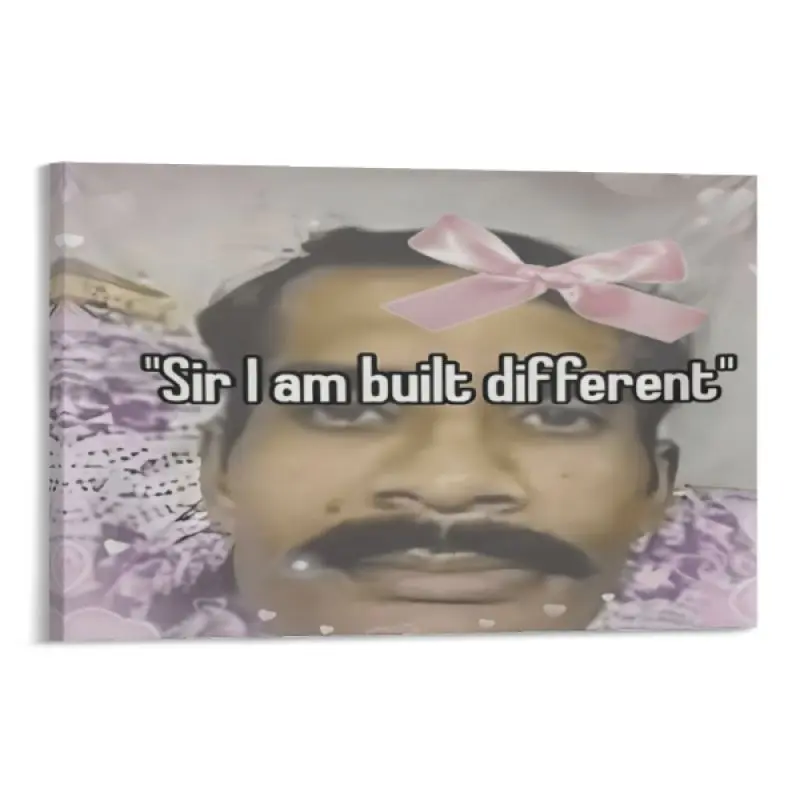 Sir I Am Built Different Canvas | Funny Coquette Bow Meme Framed Poster Cool College Dorm Bedroom Wall Decor Hilarious Gift for Friend