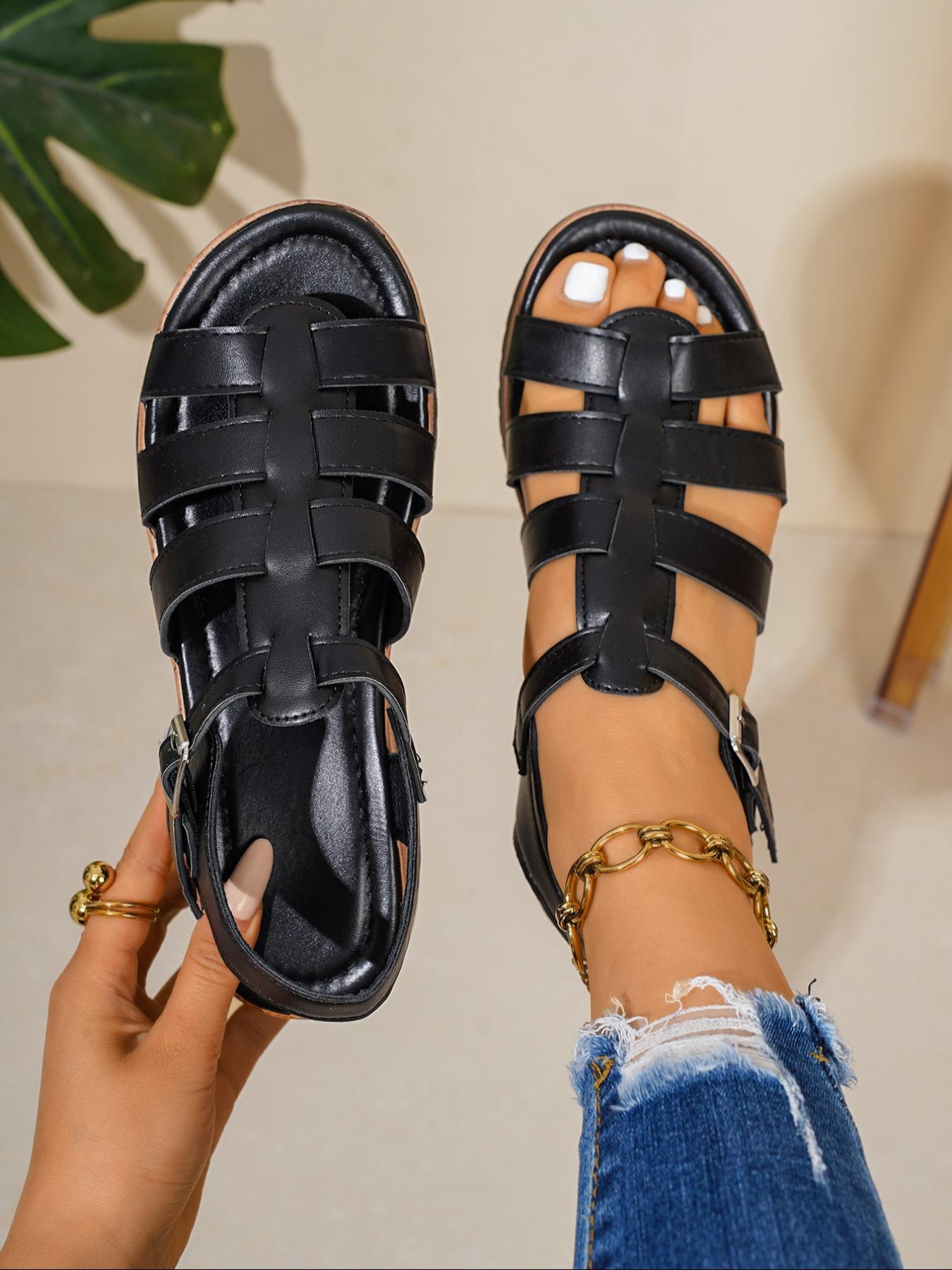 Women's Summer Casual Fashion Wedge Sandals, Waterproof Thick Sole Slip-On Shoes, Fish Mouth Design, Wholesale Large Sizes, Fashionable Wedge Shoes