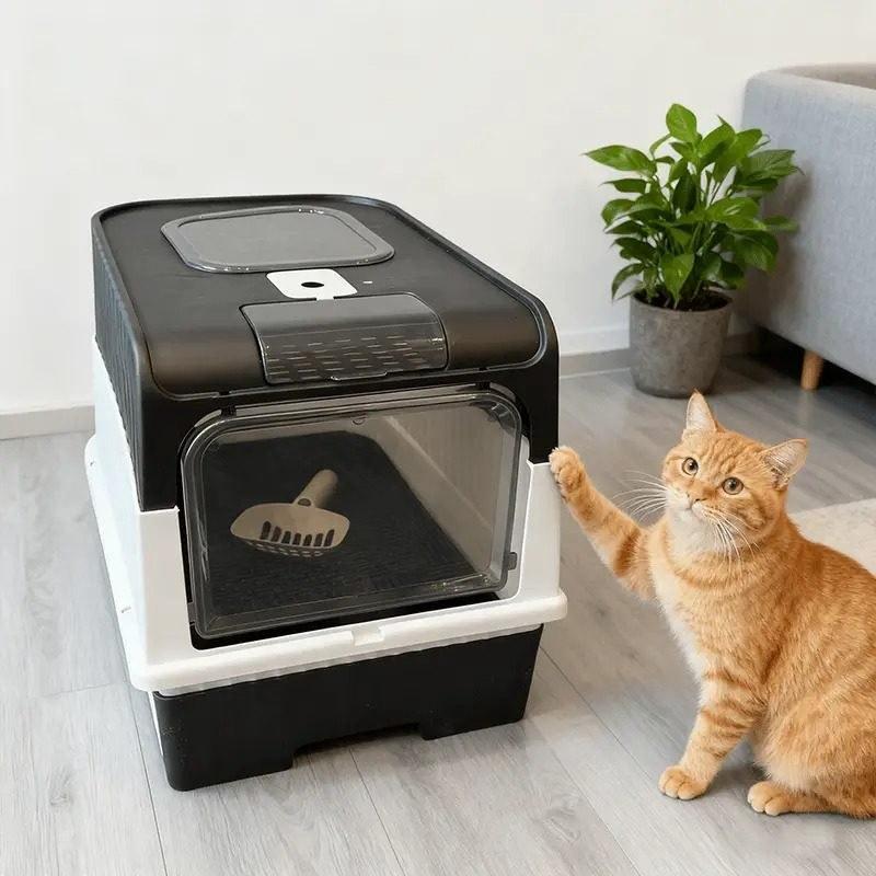 Oversized Cat Litter Box with Enclosure, Anti-Odor & Easy Clean Kitty Potty, Spacious Pet Litter Tray for All Breeds