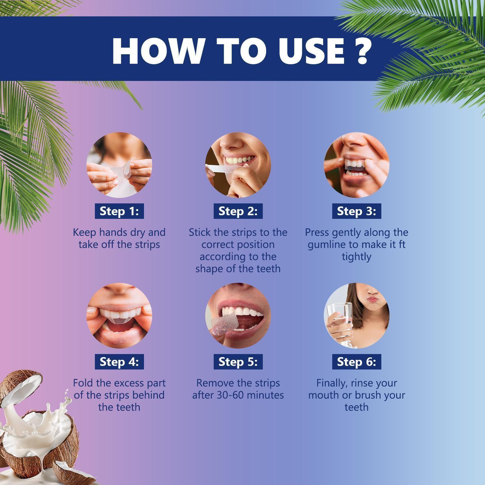 Coconut Mint Teeth Stickers, Brighten Teeth Deep Cleaning, Fresh Breath Long Lasting, Thin Fit No Acid, Portable Oral Care, 1 Box/3 Boxes