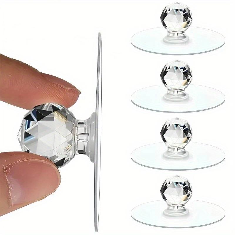 10pcs Transparent Crystal Cabinet Drawer Door Knobs Handles with Self-adhesive Handle and Hook, Self Adhesive Hooks