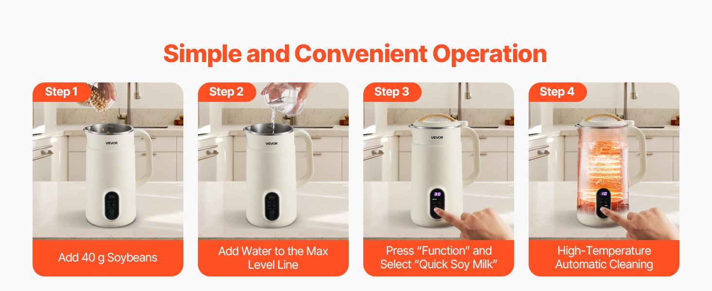 6-in-1 Nut Milk Maker, 20 oz Soy Milk Maker Machine with 6 Blades, for Homemade Oat, Nut, Soy, Juice, Plant-Based and Non Dairy Beverages with High-Temp Self-Cleaning, Boil Water, 12-Hour Delay