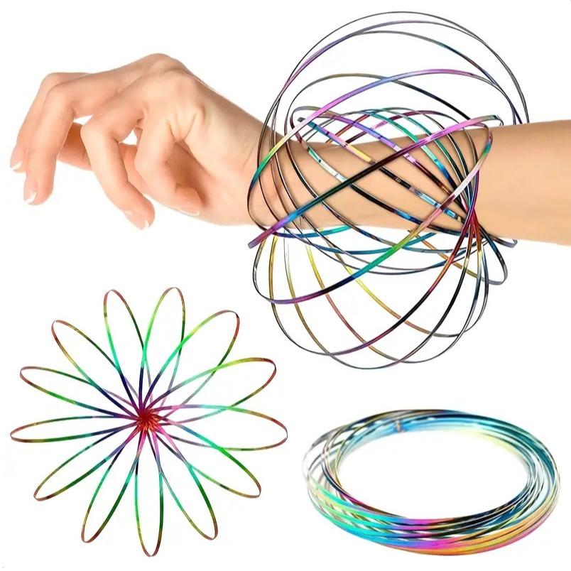 Magic Ring Toy Rotating Arm Spring Bracelet, 3D Kinetic Flowing Ring Arm Spring Toy, Mystery Flowing Ring Christmas Halloween Gift, Spinner Fidget Band, Stress Relief Fidgeting, Fidget Friendly Band, Fidget Gadget