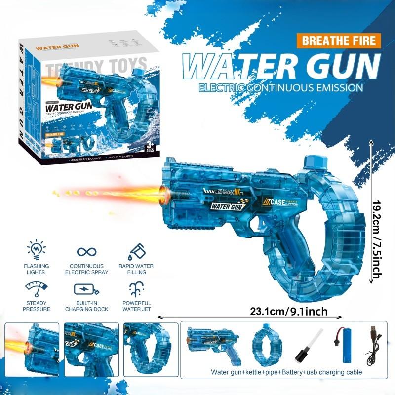 Electric Water Gun Blasters with Light Effects, Automatic Continuous Fire, Adult and Kids Splash Toy, Summer Beach Pool Party Sprayer, Lithium Battery Included