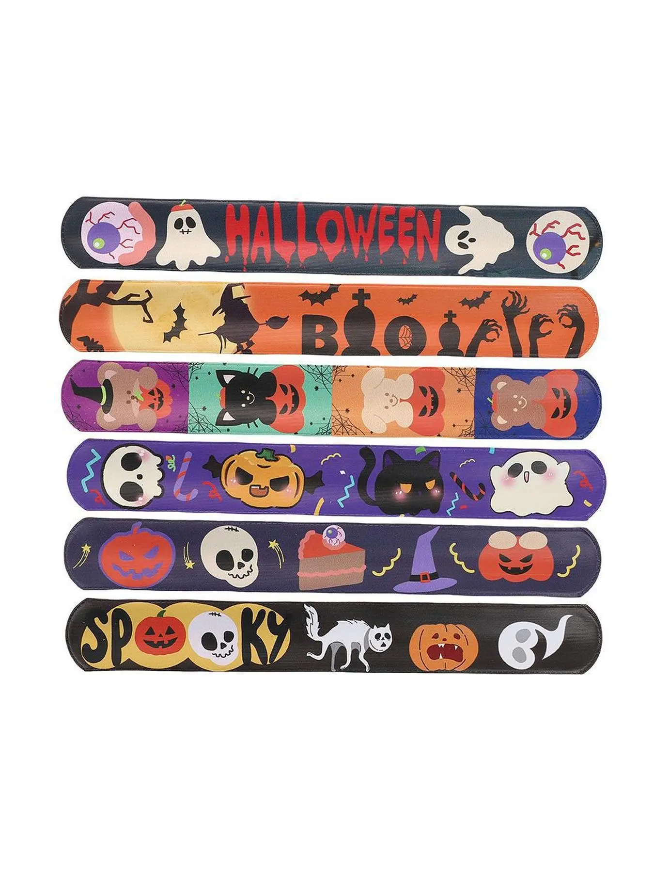 Halloween Slap Bracelets for Kids, Spooky Pumpkin Ghost Bat Snap Wristbands, Halloween Party Favors Goodie Bag Fillers, Trick or Treat Classroom Rewards Toy Gifts, Party Accessories
