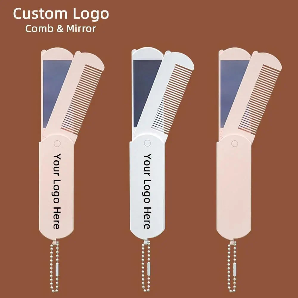 1 Pc Personalized Portable Mirror Comb Set Gift Idea Bridesmaid Souvenir Wedding Birthday Keychain Pendant Custom Logo Mirrors